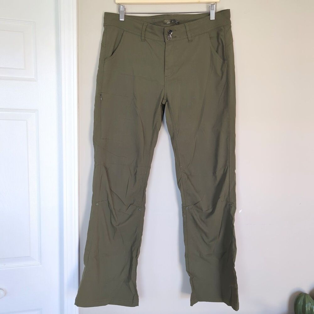 Prana Green Halle Low Rise Hiking Pants Size 14 UPF Water Resistant Outdoor